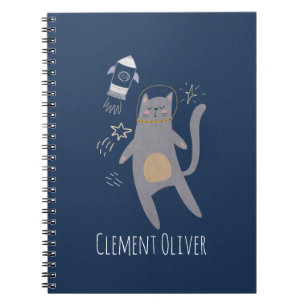 Caderno Espiral Nome Personalizado do Astronauta de Cinza Cóta