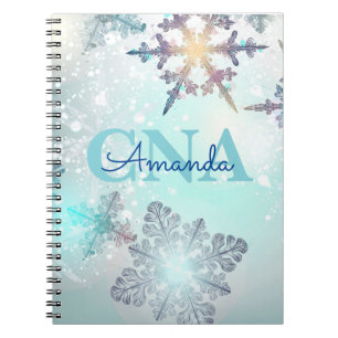 Caderno Espiral Nome Personalizado do Floco de Neve Azul Gce CNA G