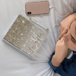 Caderno Espiral Nome Personalizado do Glitter Glitter Dourado Mode