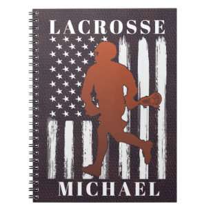 Caderno Espiral Nome Personalizado do Jogador de Lacrosse