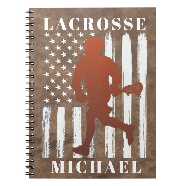 Caderno Espiral Nome Personalizado do Jogador de Lacrosse (Frente)