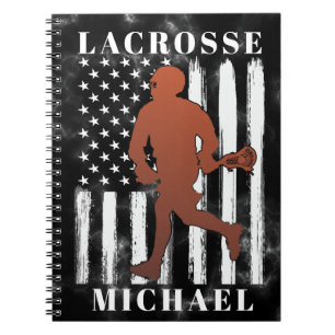 Caderno Espiral Nome Personalizado do Jogador de Lacrosse