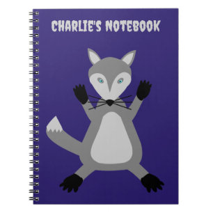 Caderno Espiral Nome Personalizado do Lobo de Halloween Cute