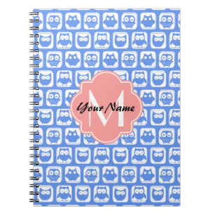 Caderno Espiral Nome Personalizado do Monograma de Coral Padrão de