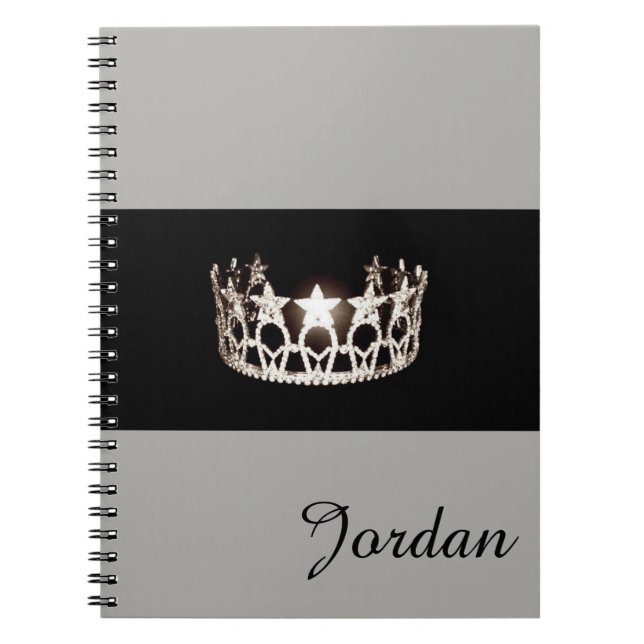 Caderno Espiral Nome Personalizado do Notebook Miss USA Silver Cro (Frente)