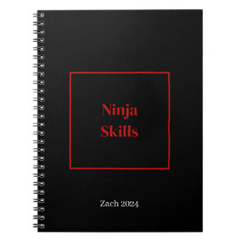 Caderno Espiral Nome personalizado do notebook Ninja Skills