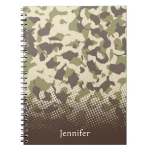 Caderno Espiral Nome Personalizado do Padrão de Camo