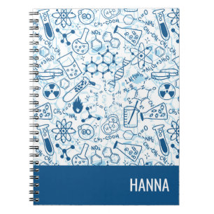 Caderno Espiral Nome Personalizado do Padrão de Modelo de Químic