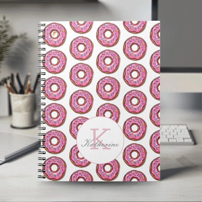 Caderno Espiral Nome Personalizado do Padrão de Sprinkles da rosqu (Criador carregado)