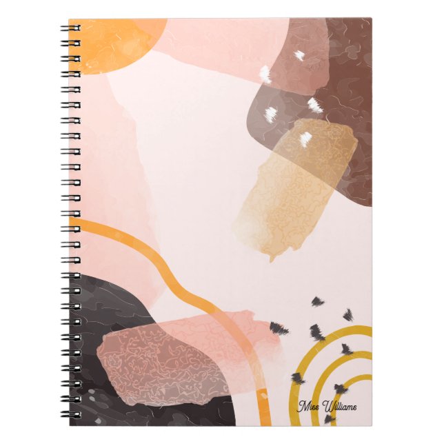 Caderno Espiral Nome Personalizado do Padrão do Boho Abstrato (Frente)