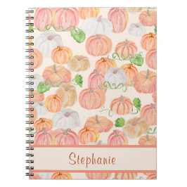 Caderno Espiral Nome personalizado do Patch de Pumpkin de Cor de Á