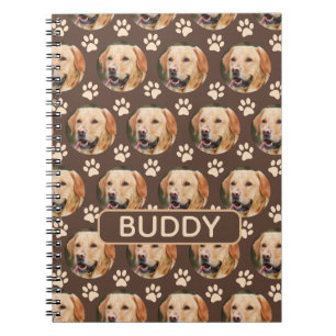 Caderno Espiral Nome Personalizado do Pet Photo Pattern