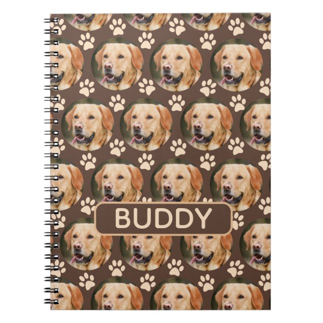 Caderno Espiral Nome Personalizado do Pet Photo Pattern (Frente)