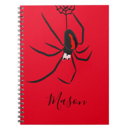 Caderno Espiral Nome Personalizado do Red Back Spider da Escola