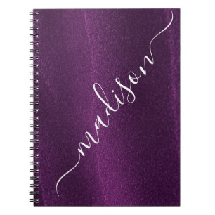 Caderno Espiral Nome Personalizado do Shimmer Glitter Roxo