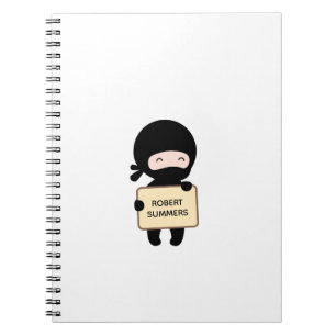 Caderno Espiral Nome Personalizado do Sinal de Retenção Ninja Cu