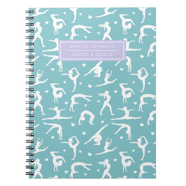 Caderno Espiral Nome Personalizado do Teal de Treinamento para Gin (Frente)