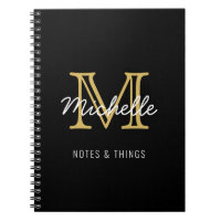 Nome Personalizado Dourado Preto Moderno Monograma