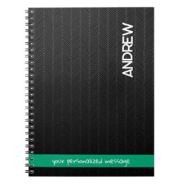 Caderno Espiral Nome personalizado e mensagem personalizada preto
