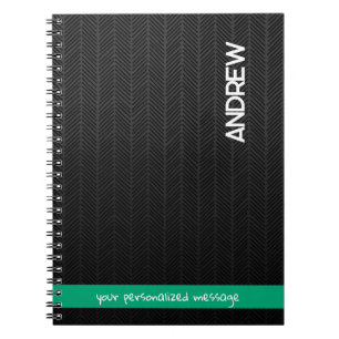 Caderno Espiral Nome personalizado e mensagem personalizada preto 