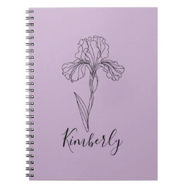 Caderno Espiral Nome personalizado Fevereiro íris Birs Birth Flowe