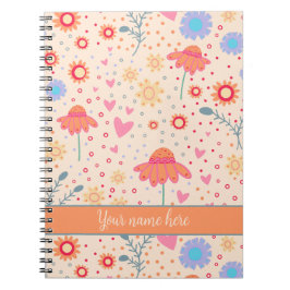 Caderno Espiral Nome Personalizado Floral bonito Inspirividade
