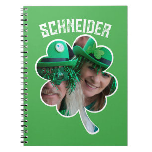 Caderno Espiral Nome personalizado Foto do trevo irlandês Dia de S
