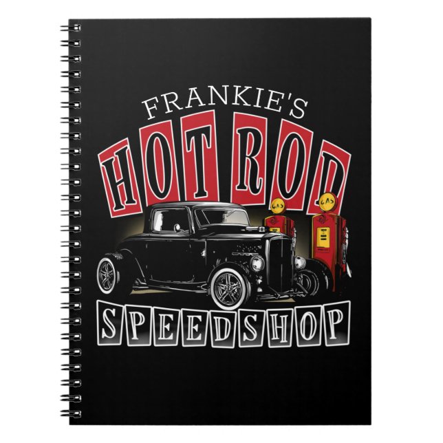 Caderno Espiral Nome Personalizado Garagem de Estação de Gás Compr (Frente)