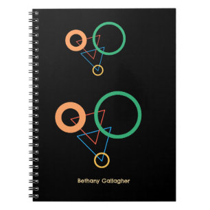 Caderno Espiral Nome Personalizado Geométrico Moderno com Formas d