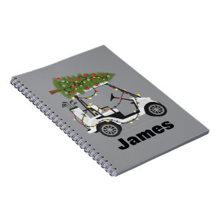 Caderno Espiral Nome Personalizado Golfer Natal Carrinho de Golfe