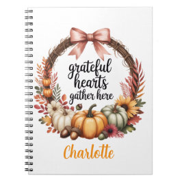 Caderno Espiral Nome personalizado Grinalda única com tema de outo