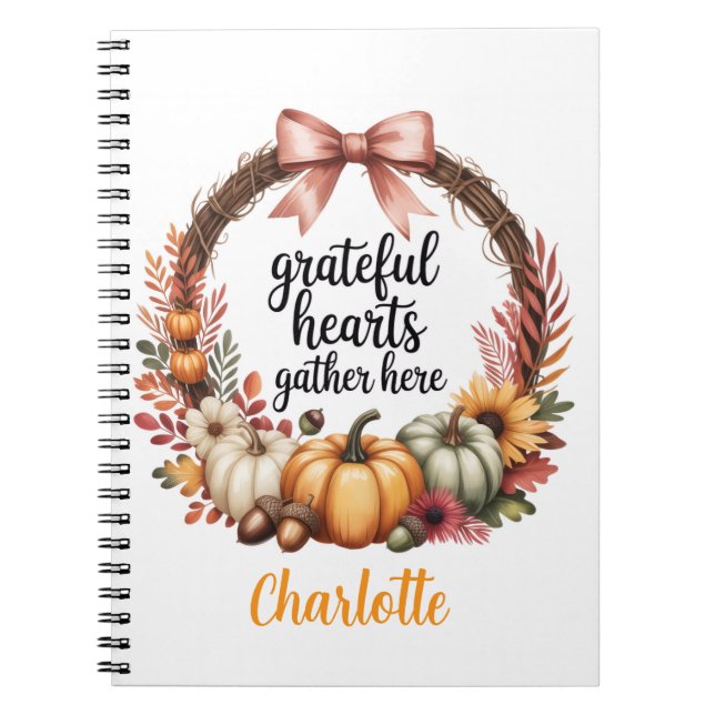 Caderno Espiral Nome personalizado Grinalda única com tema de outo (Frente)