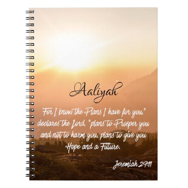 Caderno Espiral Nome Personalizado - Jeremiah 29:11 Sunrise (Frente)