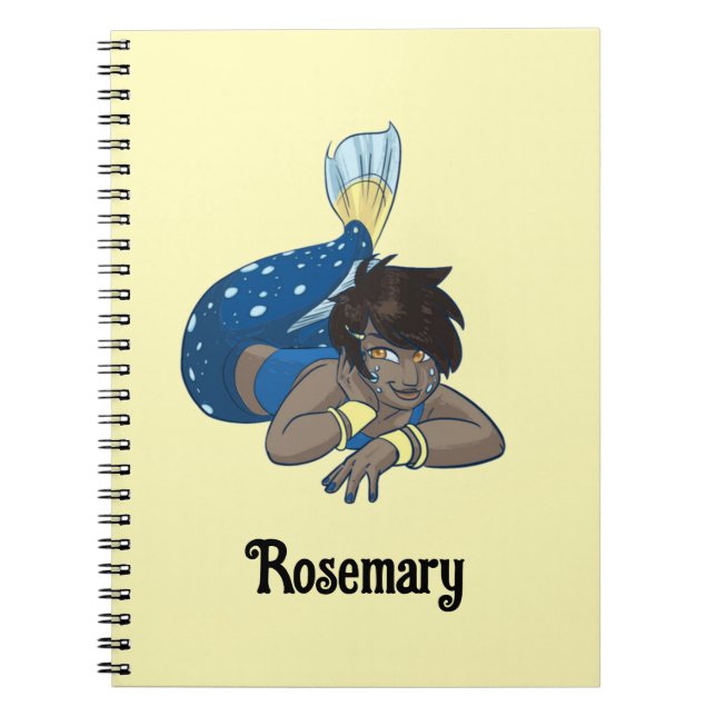 Caderno Espiral Nome personalizado Lady Mermaid (Frente)