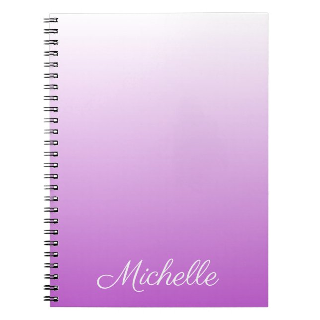 Caderno Espiral Nome personalizado Lilac roxo ombre (Frente)