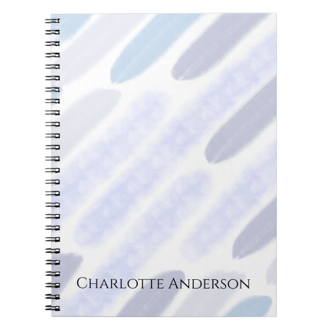 Caderno Espiral Nome Personalizado Listra Azul Roxa (Frente)