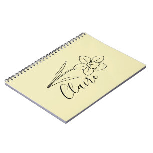 Caderno Espiral Nome personalizado March daffodil Birth Flower