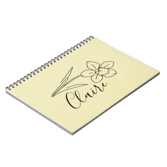 Caderno Espiral Nome personalizado March daffodil Birth Flower (Left Side)