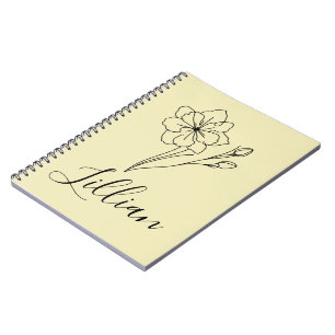 Caderno Espiral Nome personalizado March jonquil Birth Flower
