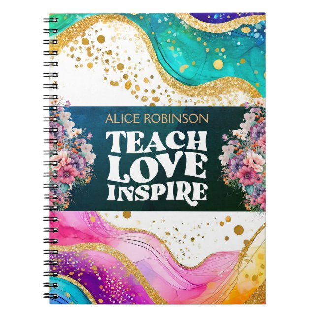 Caderno Espiral Nome Personalizado Melhor Professora Ever Rainbow  (Frente)