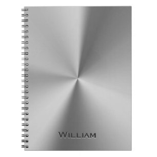 Caderno Espiral Nome personalizado metal escovado