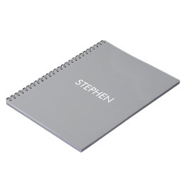 Caderno Espiral Nome personalizado minimalista cinza