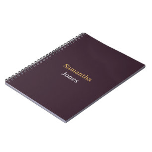Caderno Espiral Nome personalizado minimalista moderno burgundy