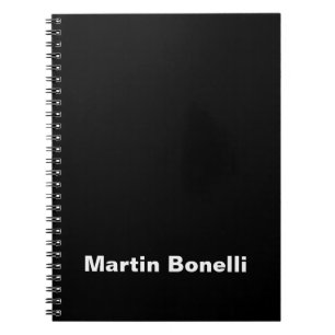 Caderno Espiral Nome personalizado Mínimo Preto Preto Preto Modern