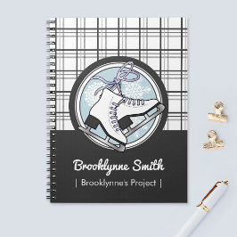 Caderno Espiral Nome Personalizado: Modern Tartan Ice Skating