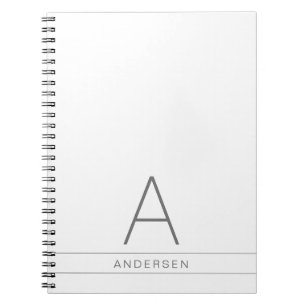 Caderno Espiral Nome Personalizado Moderno Branco em