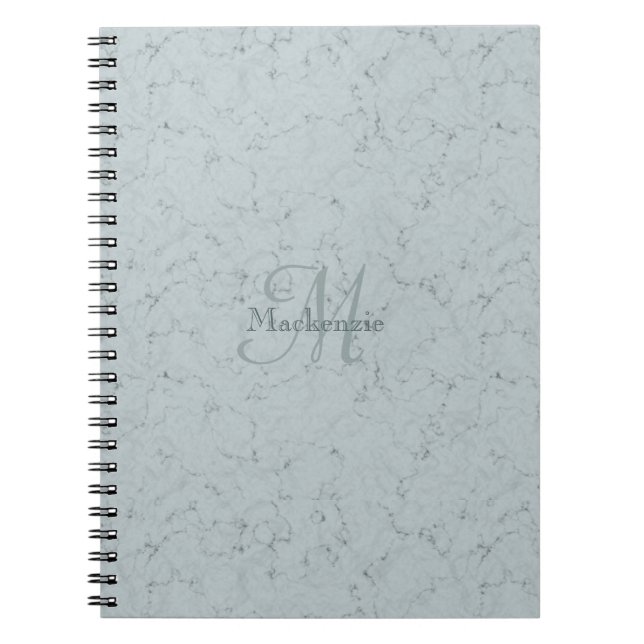 Caderno Espiral Nome Personalizado Monograma Elegante Marble Dusty (Frente)