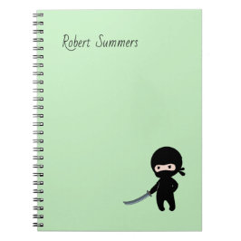 Caderno Espiral Nome personalizado Ninja bravo e minúsculo em verd