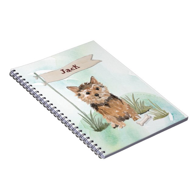 Caderno Espiral Nome Personalizado Norfolk Terrier Pet Dog (Lado Direito)