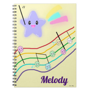Caderno Espiral Nome Personalizado Notas de Música Animal